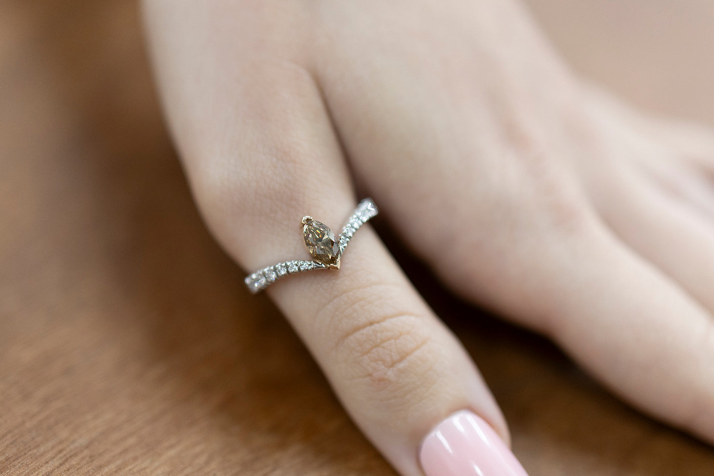 Engagement Ring with Marquise Champagne V
