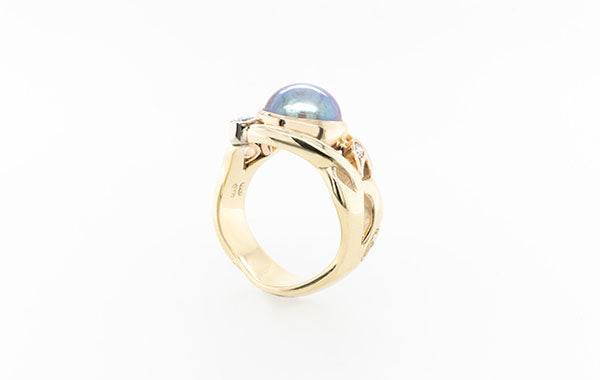 Pearl & Pink Diamond Ring 18R 9Y