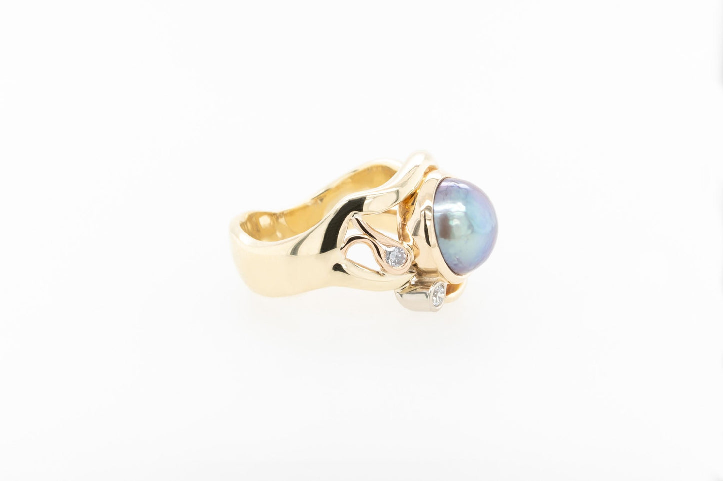 Pearl & Pink Diamond Ring 18R 9Y