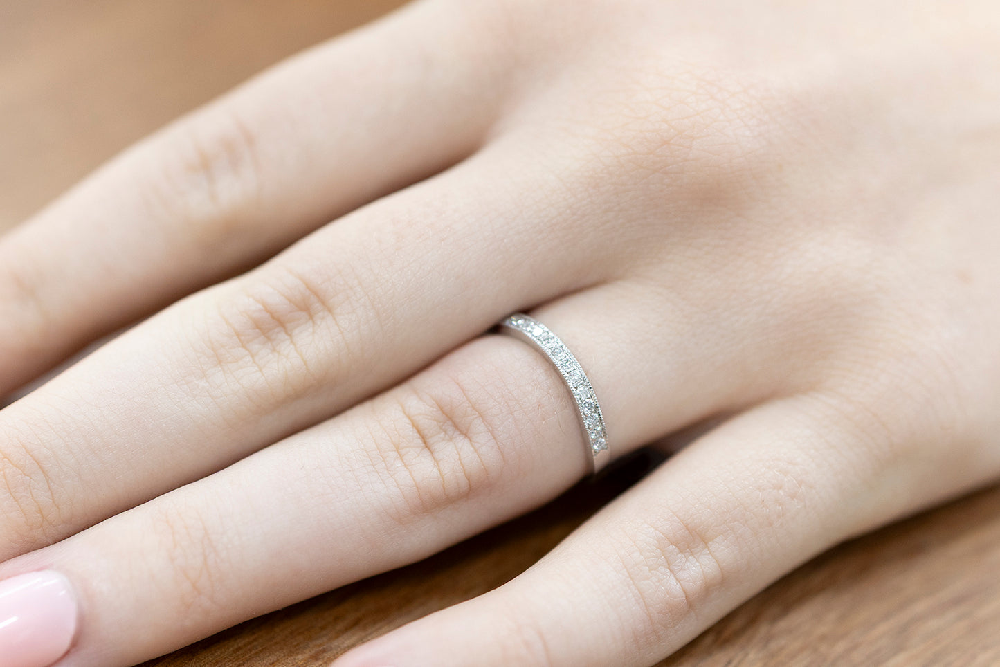 Wedding Ring Curved with White Diamonds