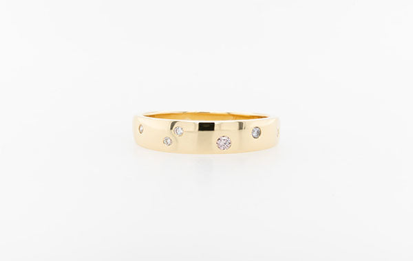 Wedding Ring Pink Blue & White Diamonds Tapered 18Y