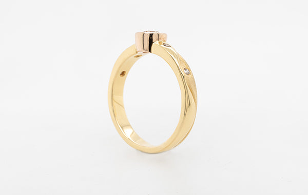 Engagement Ring Bezel Set Textured 0.34ct G VSI DOA Cert.
