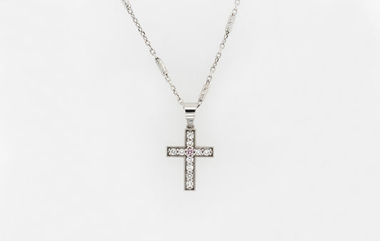 Pink Diamond Cross Pendant 18W