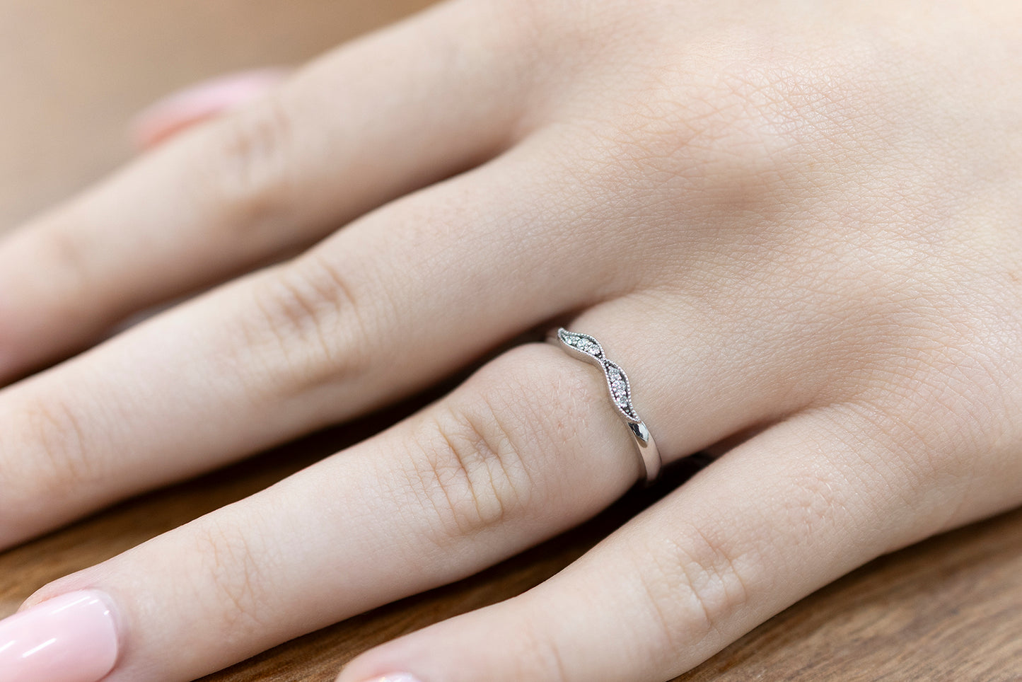 Wedding Ring Fancy Millgrain Diamonds