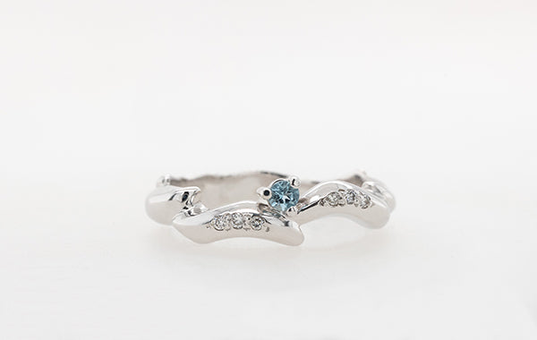 Wedding Ring Aquamarines & Diamonds 9W