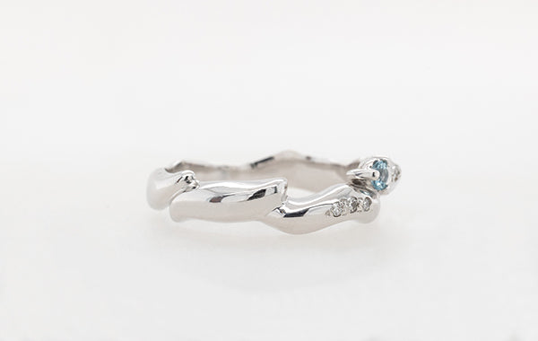 Wedding Ring Aquamarines & Diamonds 9W