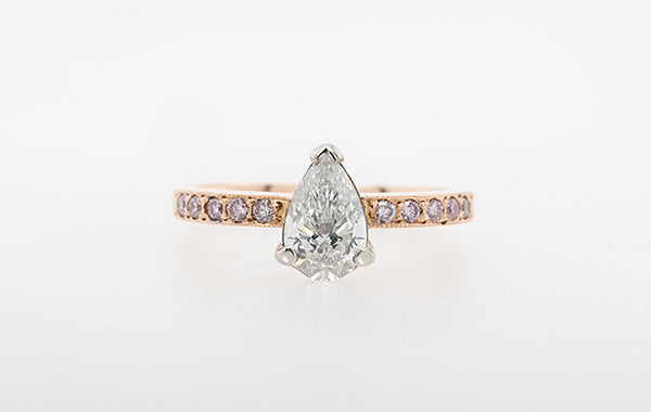 Engagement Ring 0.60ct Pear & Pink Diamonds