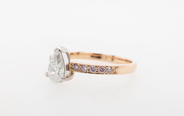 Engagement Ring 0.60ct Pear & Pink Diamonds