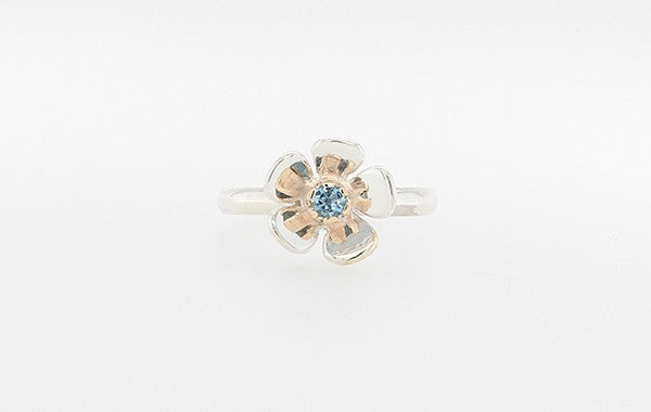 Geraldton Wax with Aquamarine Ring SS 9Y