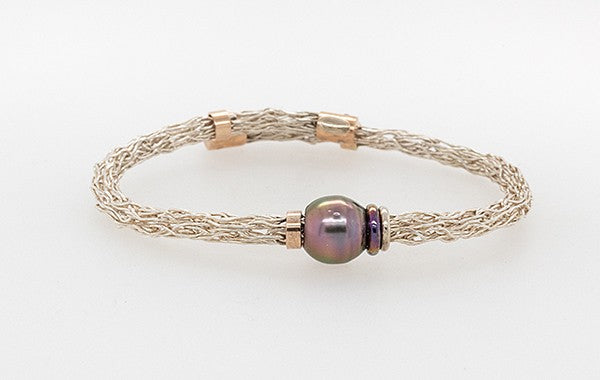 French Knitted Pearl adjustable Bracelet 9WR Titanium