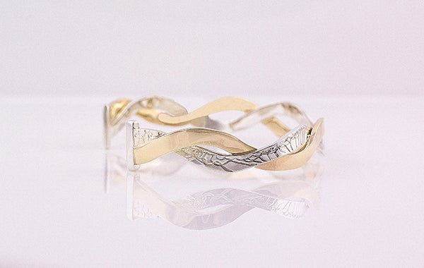 Bangle Gold & Silver Entwined Embossed