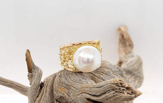 French Knitted South Sea Pearl Ring