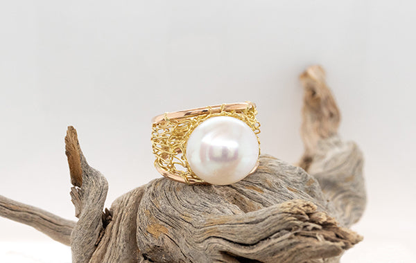 French Knitted South Sea Pearl Ring