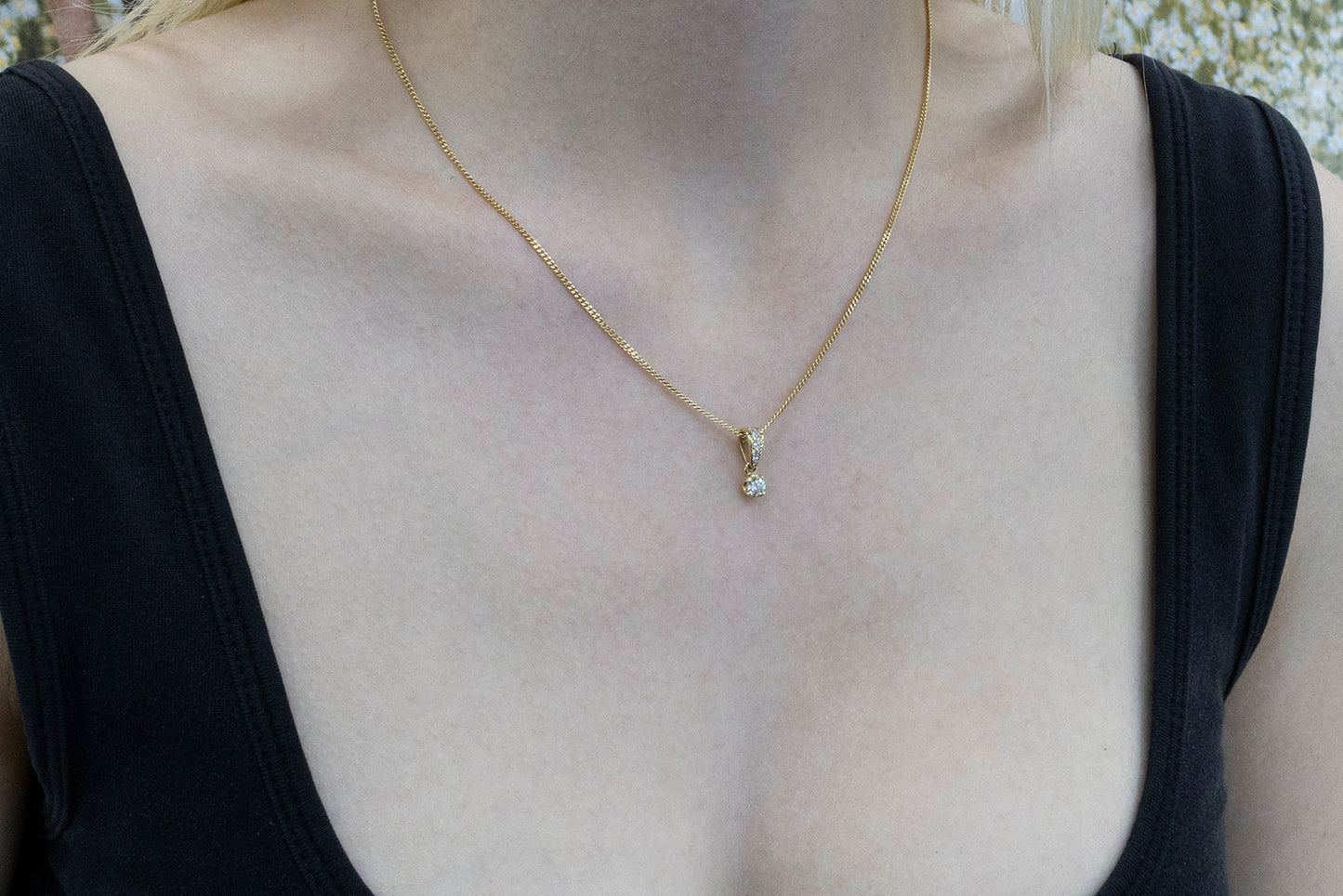 Diamond Solitaire Pendant with Diamond Bale