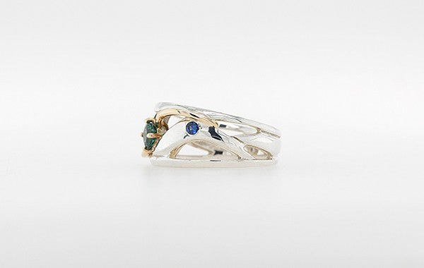 Tourmaline Blue/Green & Sapphire Ring