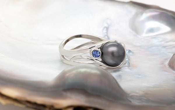 Pearl & Tanzanite Swirl Ring