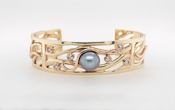Pearl & Champagne Diamond Cuff