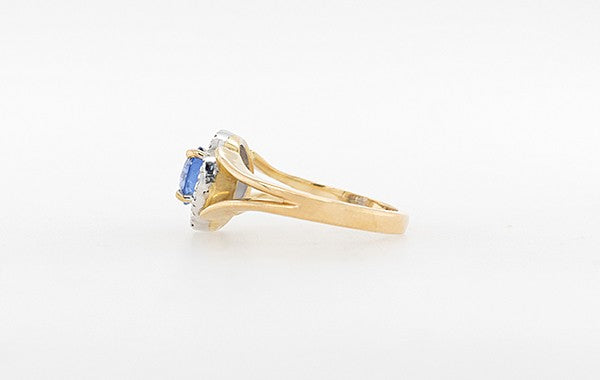 Sapphire & Diamond Halo Ring Light Blue
