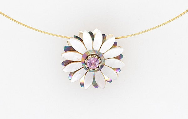 Everlasting Flower Pendant with Pink Sapphire