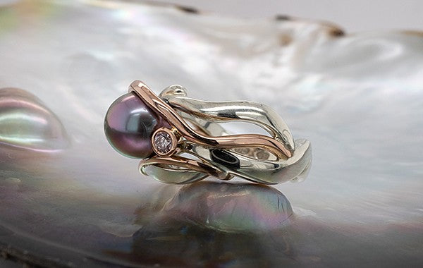 Pearl & Pink Diamond Ring, Pink Pearl