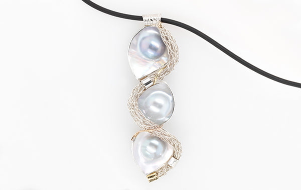 Shark Bay Mabe Pearl French Knitted Pendant