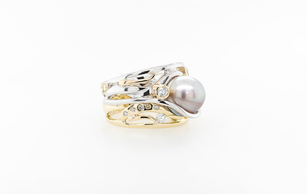 Diamond & Light Mauve Pearl Ring