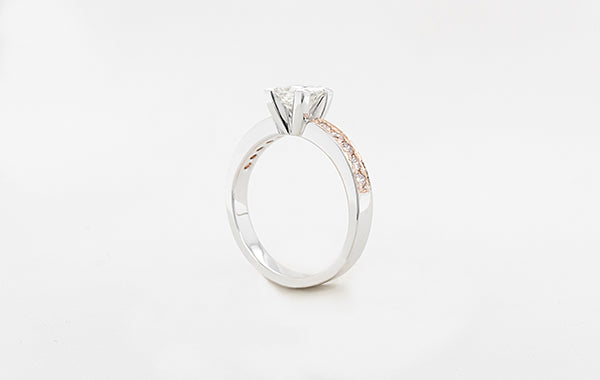 Engagement Ring 0.70ct Princess Cut & Pink Champagne Diamonds