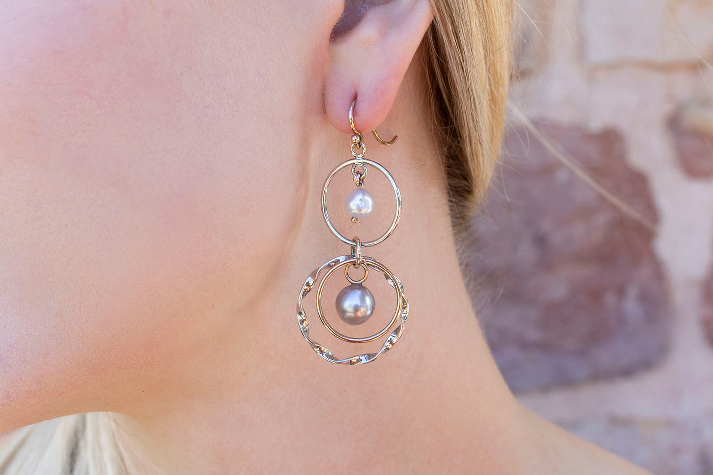 Twist Dangle Black-Lipped & Keshi Pearl Earrings