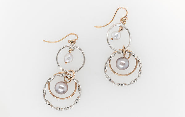 Twist Dangle Black-Lipped & Keshi Pearl Earrings