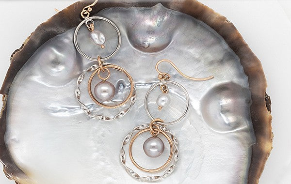 Twist Dangle Black-Lipped & Keshi Pearl Earrings