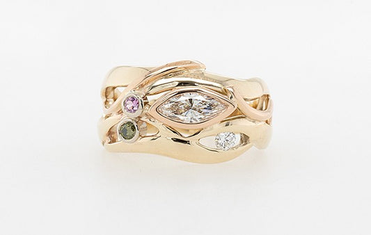 Diamond & Sapphire Ring Marquise 0.44ct