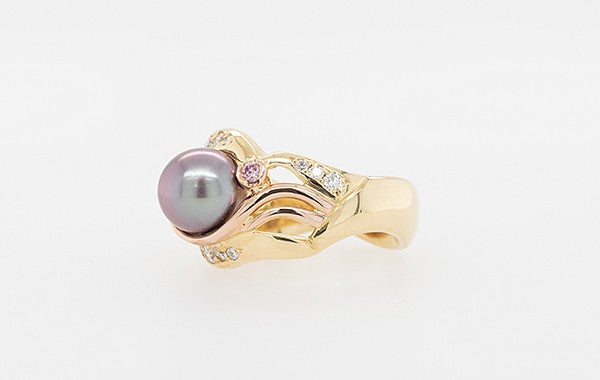 Pearl & 4PP Pink Diamond Ring