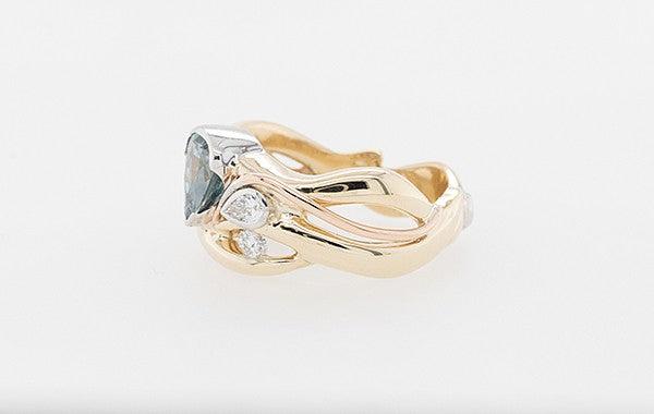 Sapphire & Diamond Ring Pear Cuts