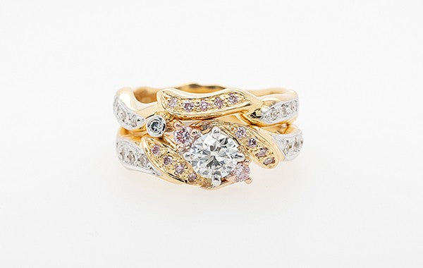 Wedding Ring Pink & Blue Argyle Diamonds