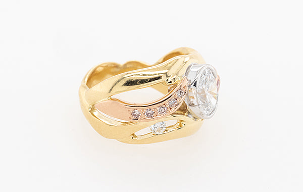 Lab Grown Oval Diamond & Pink Diamond Ring