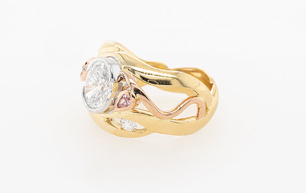 Lab Grown Oval Diamond & Pink Diamond Ring