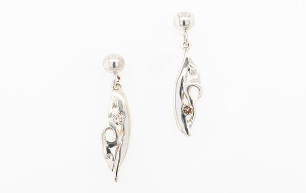 Vine Champagne & White Diamond Earrings SS