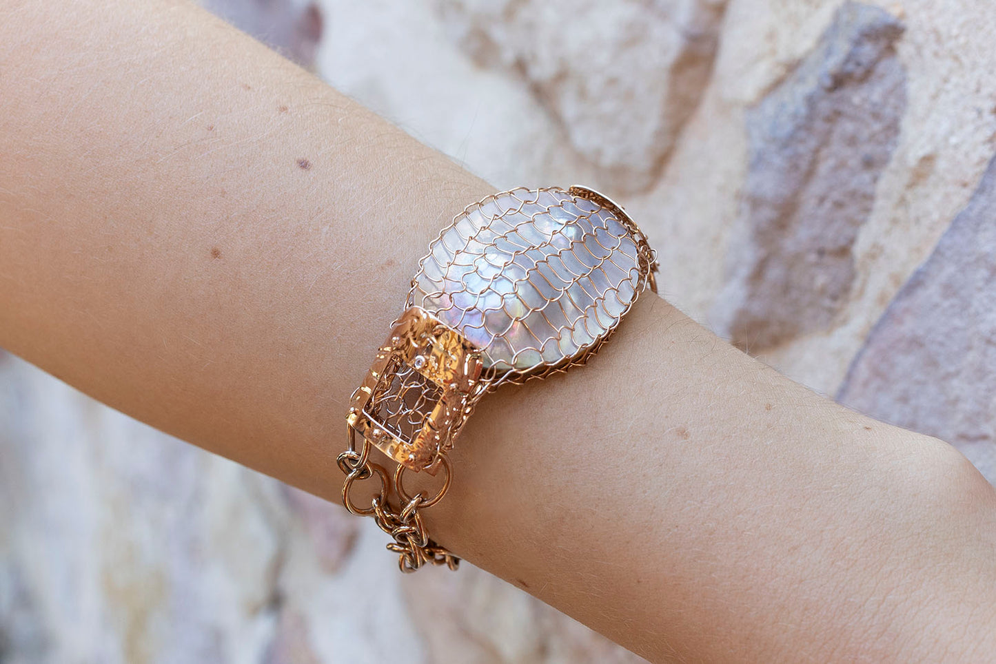 French Knitted Mabe Half Cuff Bracelet 9R