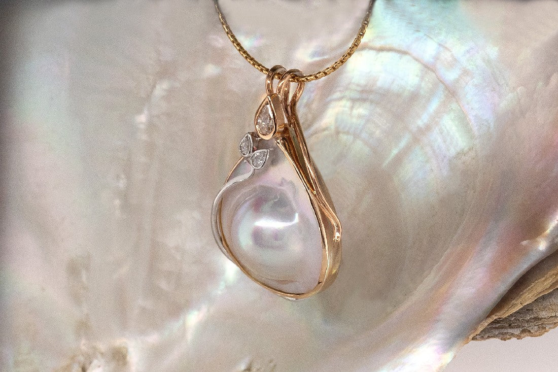 Mabe Pear Diamond Pendant