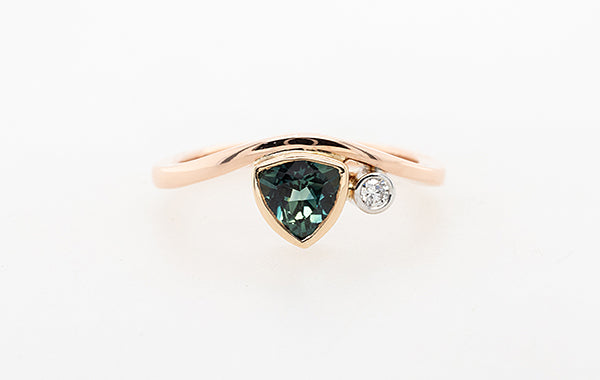 Sapphire Teal & Diamond Ring