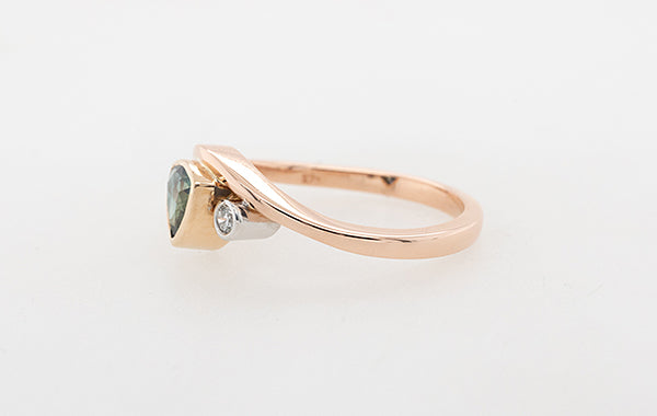 Sapphire Teal & Diamond Ring