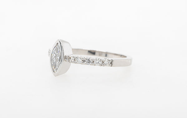 Engagement Ring 0.41ct Marquise Diamond GIA