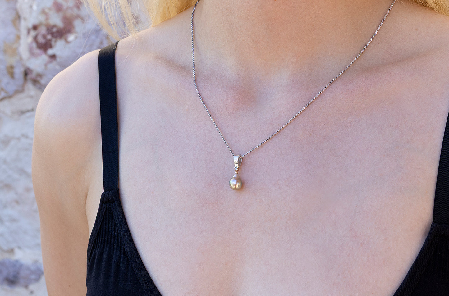 Pearl Diamond Drop Pendant