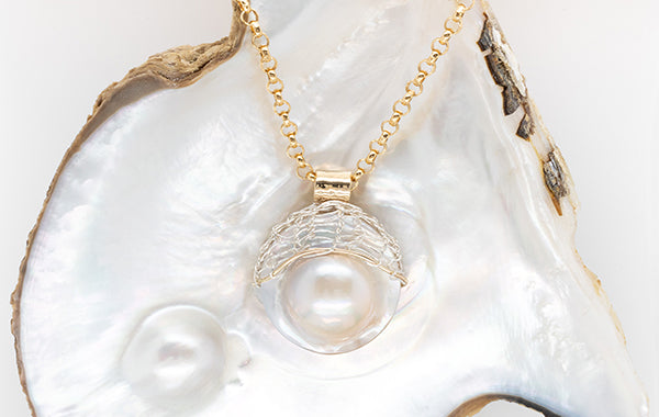French Knitted Mabe Pendant Two-Tone