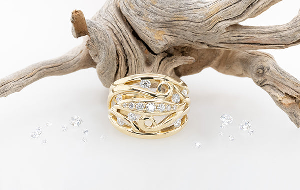 Diamond Wide Swirl Dress Ring