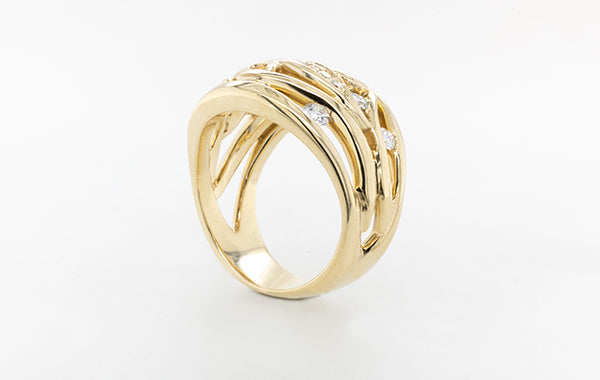 Diamond Wide Swirl Dress Ring