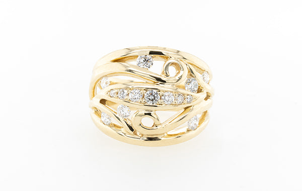 Diamond Wide Swirl Dress Ring