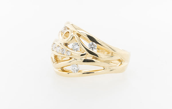 Diamond Wide Swirl Dress Ring