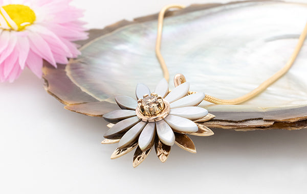 Everlasting Embossed Mother of Pearl Diamond Pendant