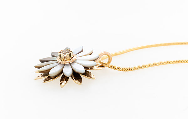 Everlasting Embossed Mother of Pearl Diamond Pendant